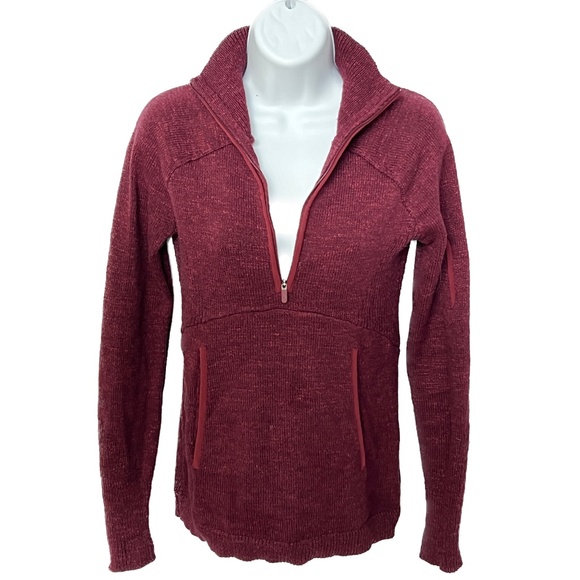 Lululemon Summit Stride Sweater S Heathered Deep Rouge Cotton 1/4 Zip Pull On - Picture 2 of 8
